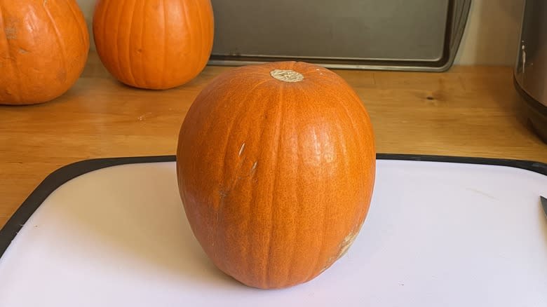 pumpkin on cutting board