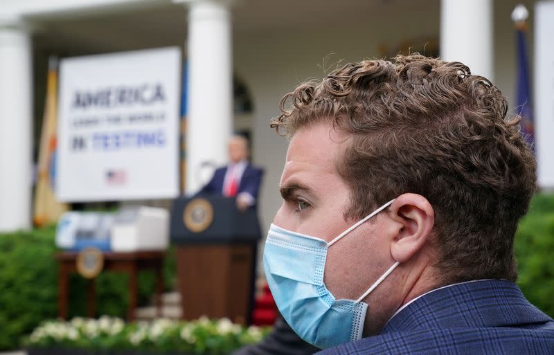 U.S. President Donald Trump holds press briefing on coronavirus response at the White House in Washington