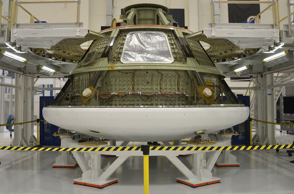 Ground test version of the Orion multi-purpose crew vehicle (MPCV) inside the Operations and Checkout (O&C) building at NASA’s Kennedy Space Center in Florida. The capsule is being used to ready the facility for the arrival of the first MPCV th