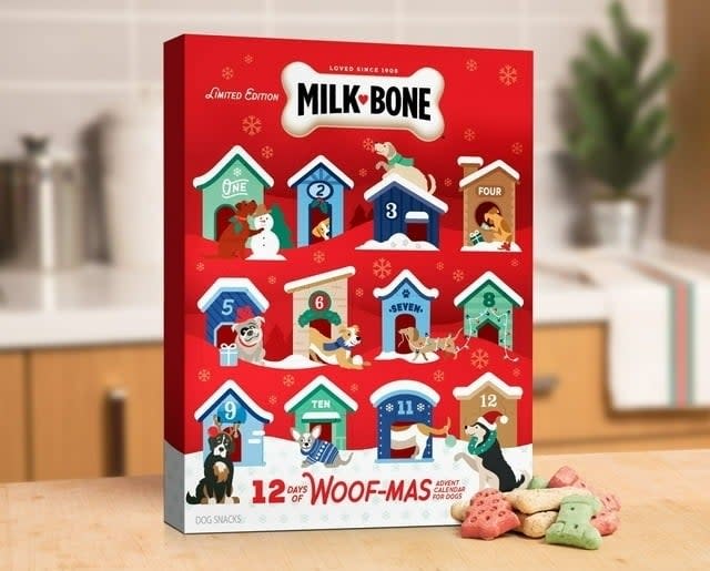 the advent calendar with treats next to it