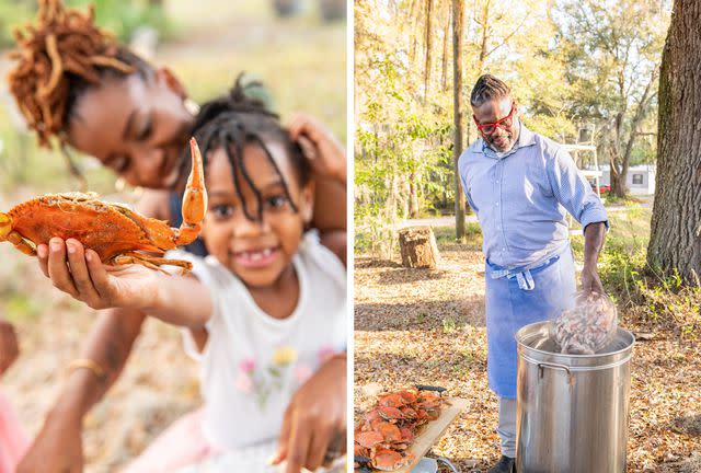 Siobhan Egan of Paprika Southern Left: Zuri Marsh enjoys a lowcountry boil with her mother Jessica Short at Gilliard Farms in Brunswick, Georgia. Right: Matthew Raiford preparing his lowcountry boil.