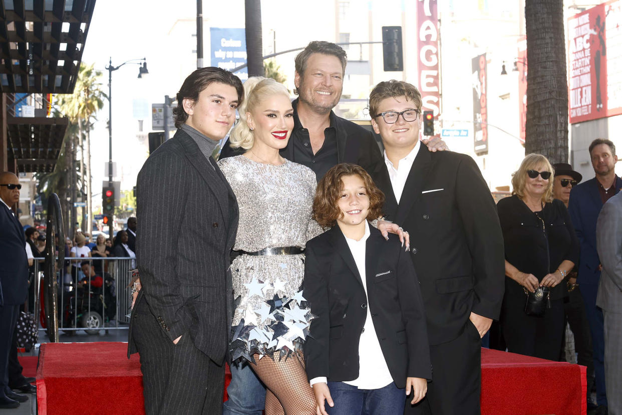 Gwen Stefani joined by Blake Shelton and her sons at Walk of Fame ceremony (Emma McIntyre / Getty Images)