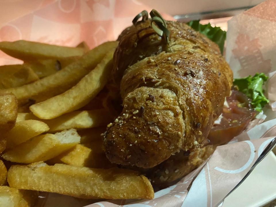 turkey sandwich and fries from sci-fi dine-in