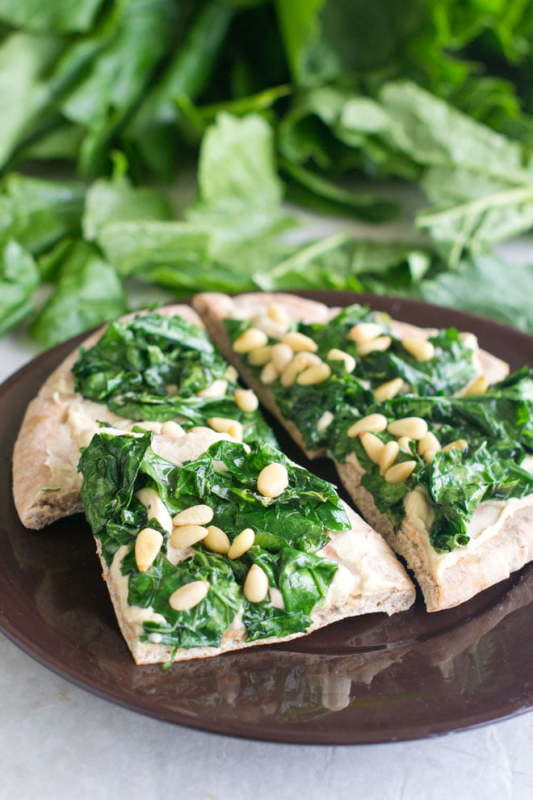<p>Cook The Story</p><p><strong>Get the recipe here: <a href="https://cookthestory.com/turnip-greens-pine-nut-flat-bread/" rel="nofollow noopener" target="_blank" data-ylk="slk:Turnip Greens and Pine Nut Flat Breads;elm:context_link;itc:0;sec:content-canvas" class="link ">Turnip Greens and Pine Nut Flat Breads</a></strong></p>