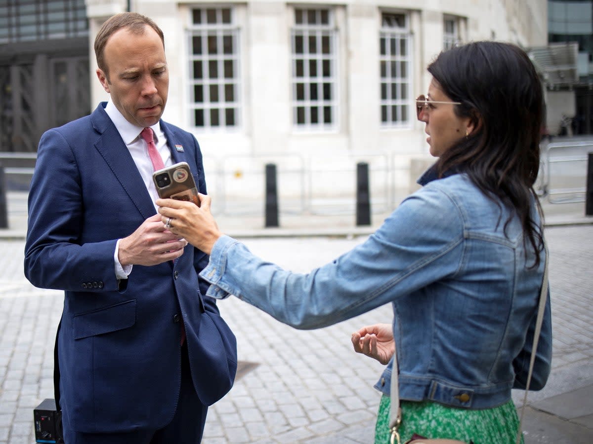 Matt Hancock and Gina Coladangelo were caught kissing on a CCTV camera while he was health secretary (AFP via Getty Images)