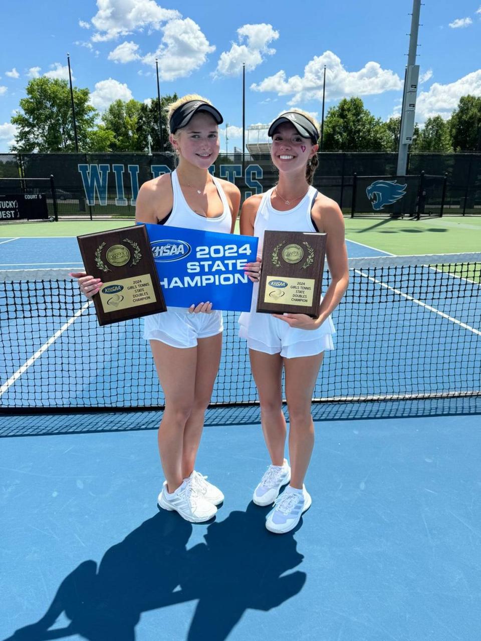 Lilah Shallcross and Avery Voss of Sacred Heart Academy claimed the Valkyries’ first state doubles championship since 2013.