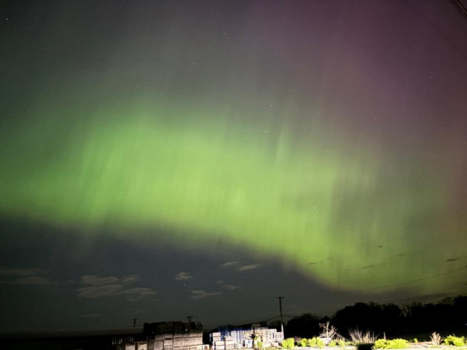 The northern lights, or aurora borealis, as seen in Oakland Township on Friday, May 10, 2024.