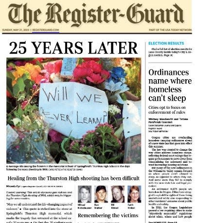 A Sunday edition of the Eugene Register-Guard on May 21.