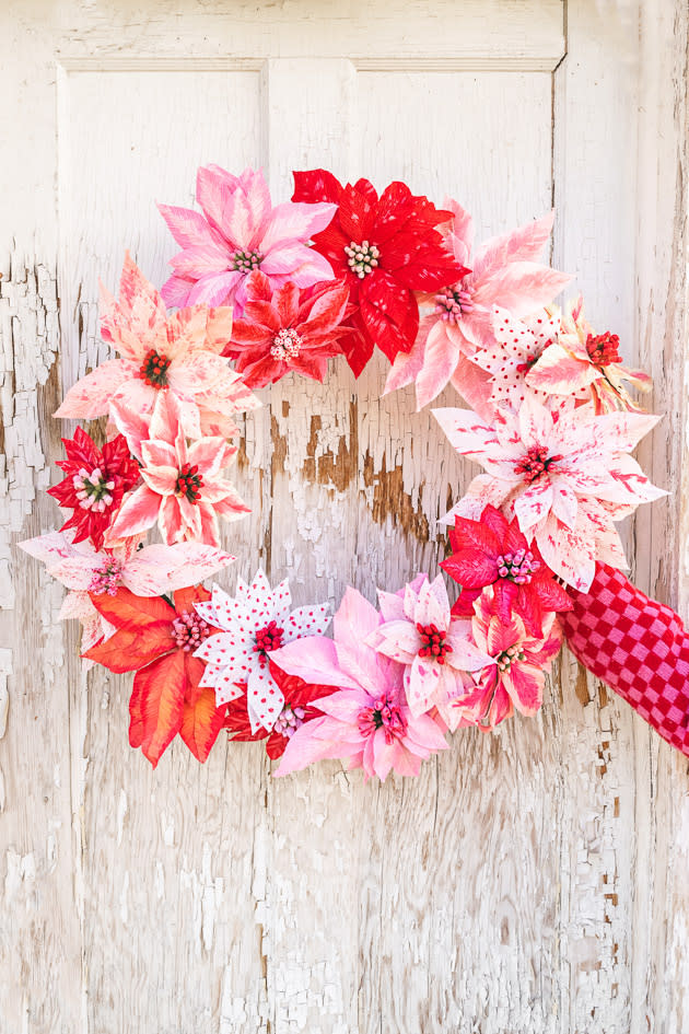 pink, red and white poinsettia wreath (Jane Merritt for The House That Lars Built)