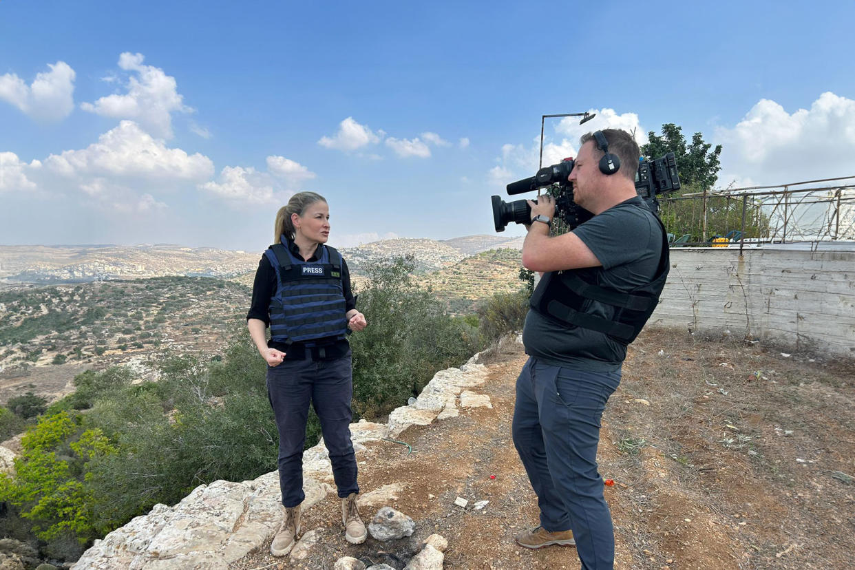 Hala reporting from Nablus in the West Bank Photo courtesy of the author