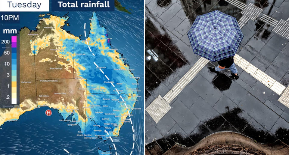 It's going to be a wet few days along the east coast of Australia. Source: Bureau of Meteorology/AAP