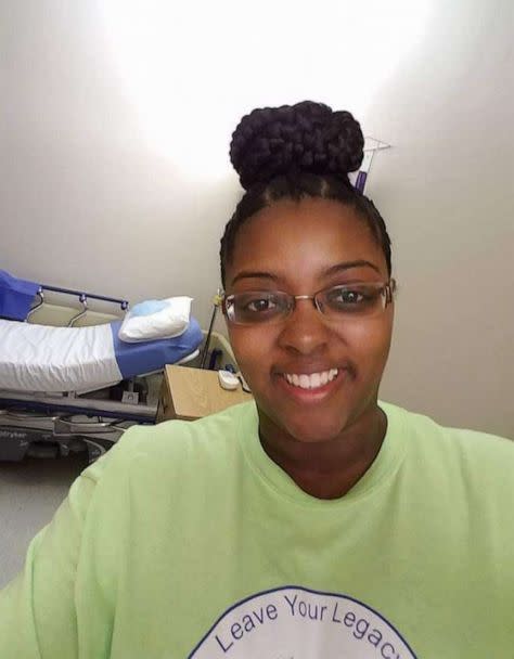 PHOTO: Alika Jones, of Louisiana, is pictured on the day in 2017 that she donated bone marrow to Josiah Knight. (Alika Jones)