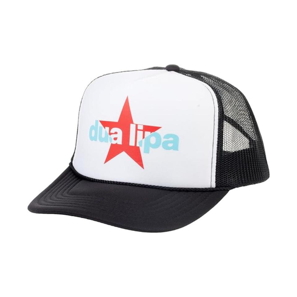 black and white dua lipa trucker hat