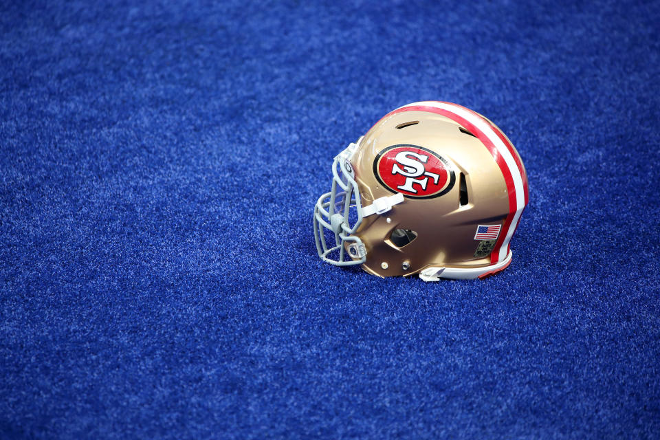 A San Francisco 49ers helmet