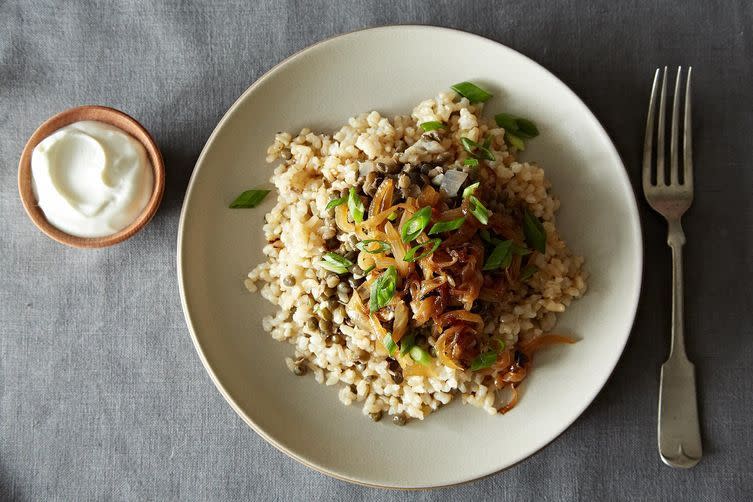 Sephardic Megedarra with Garlicky Brown Rice Pilaf by creamtea