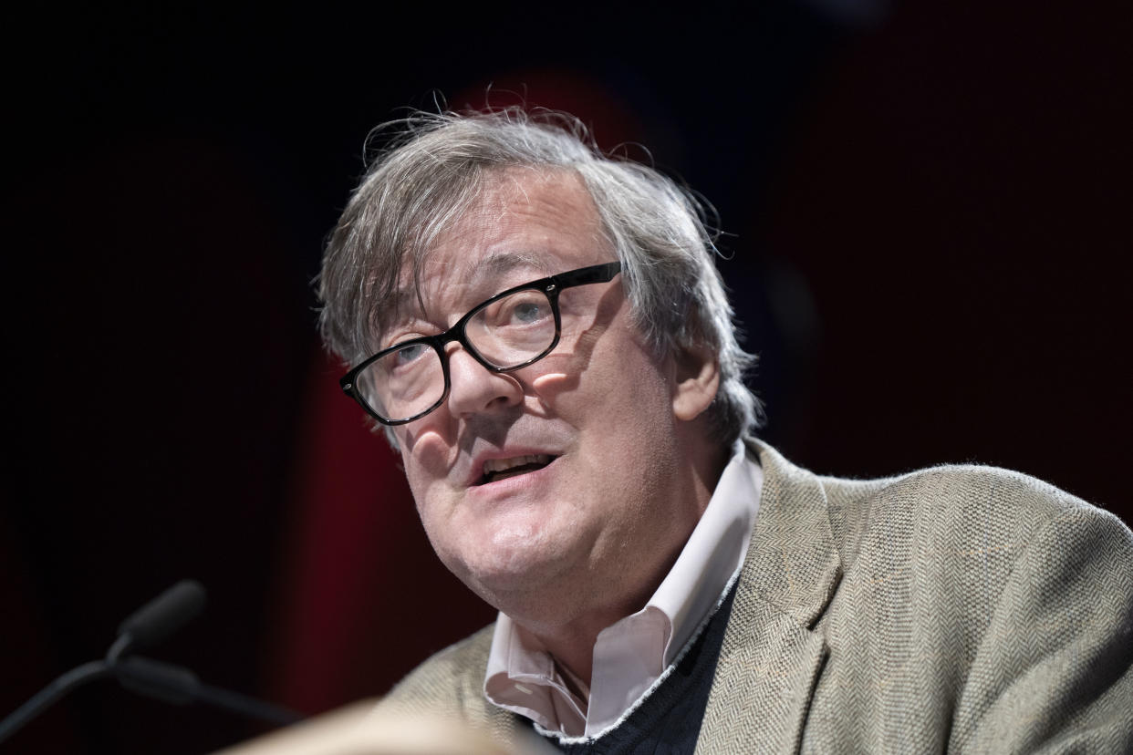 HAY-ON-WYE, WALES - MAY 26: Stephen Fry, comedian, actor and writer, during the 2019 Hay Festival on May 26, 2019 in Hay-on-Wye, Wales. (Photo by David Levenson/Getty Images)