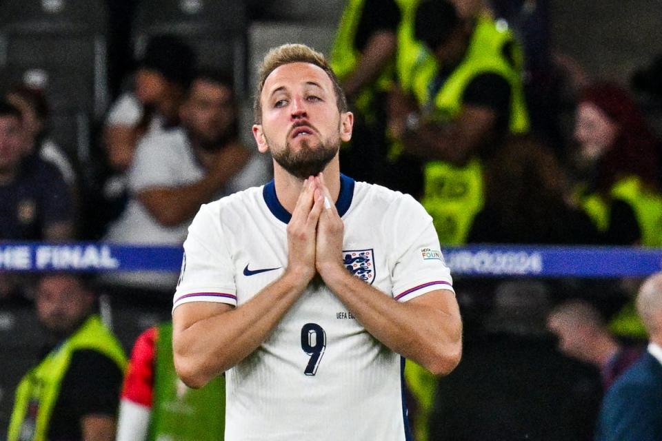 England’s forward Harry Kane reacts after losing (AFP)