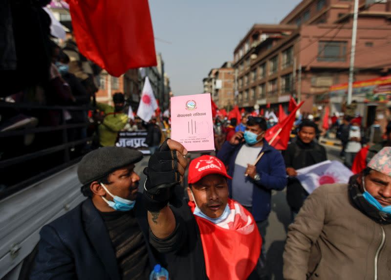 Protest against the dissolution of parliament in Kathmandu