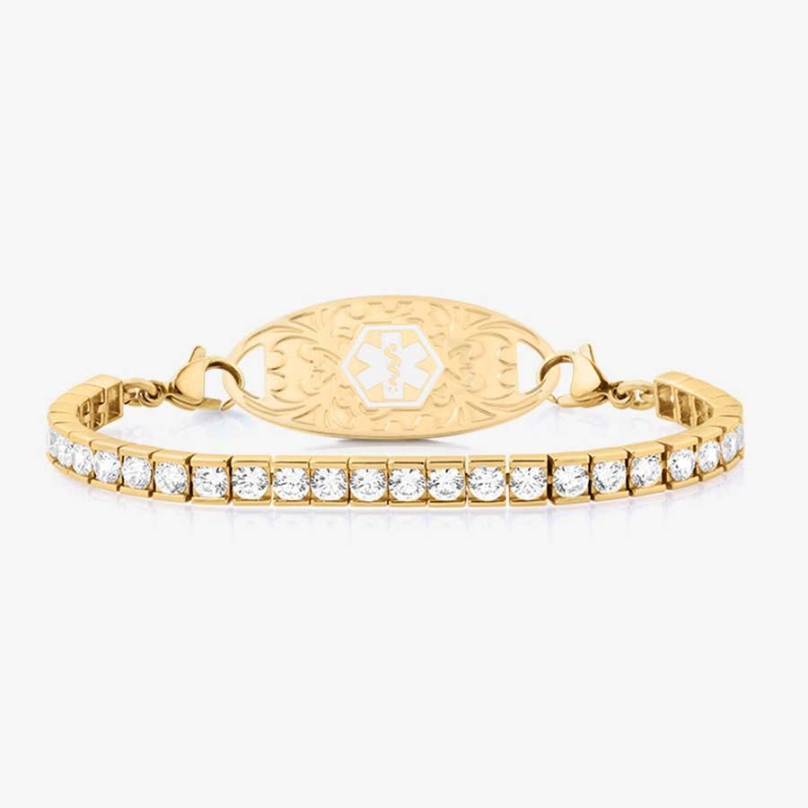 8) Audrey Tennis Medical I.D. Bracelet in Yellow Gold