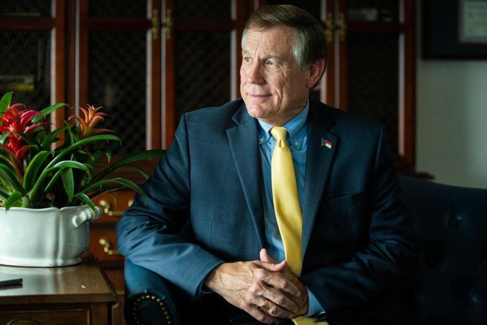 NC Insurance Commissioner Mike Causey sits for a portrait in his office on Monday, Oct. 7, 2019, in Raleigh, NC.