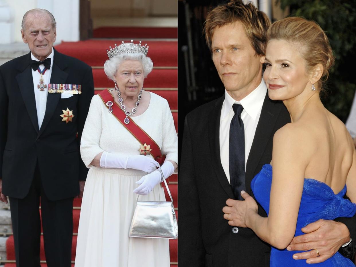 Queen Elizabeth II and Prince Philip; Kevin Bacon and Kyra Sedgwick.
