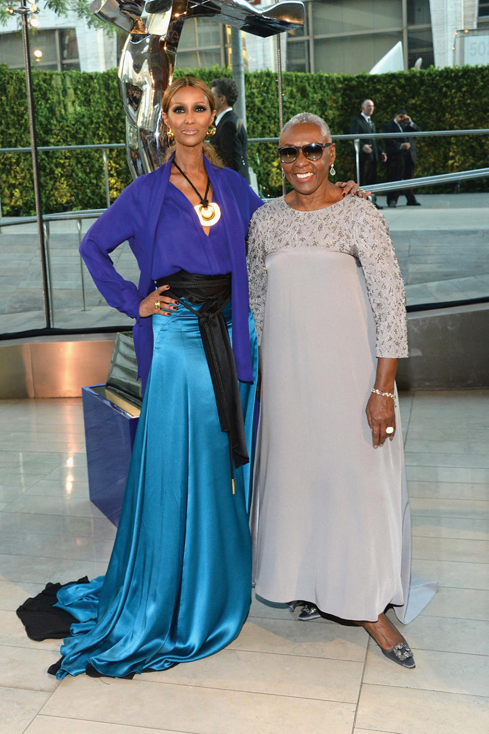 Iman (left) celebrated Hardison at the CFDA Awards ceremony in 2014.