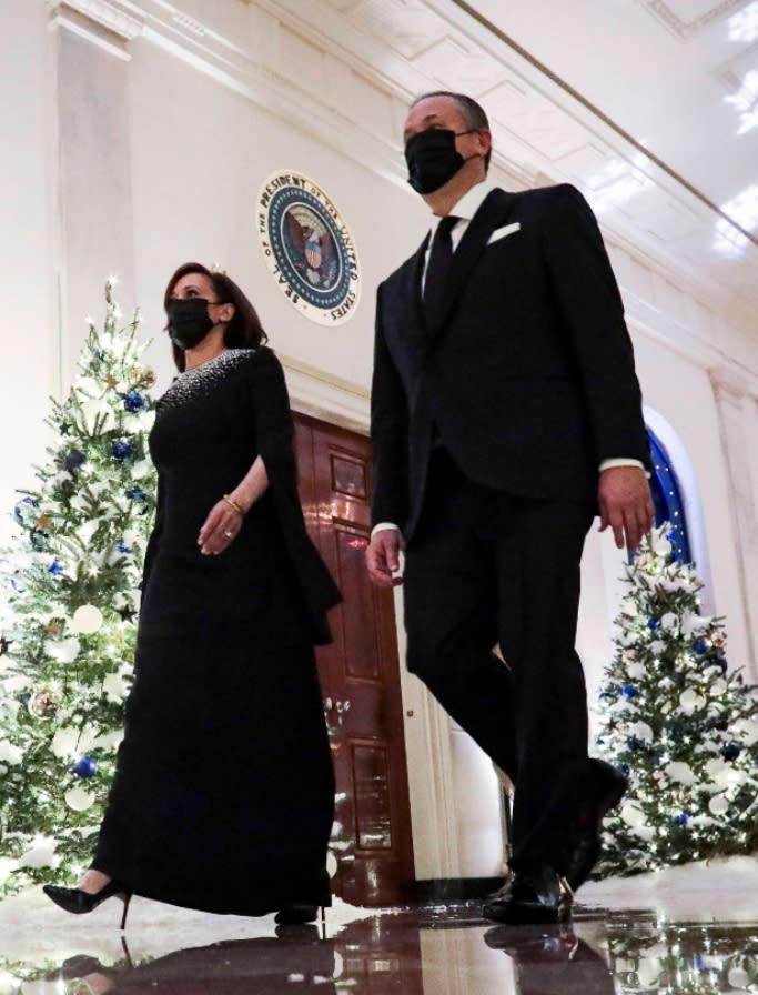 Kamala Harris and Doug Emhoff arrive at the White House for the Performing Arts 44th Honorees for lifetime artistic achievements. - Credit: MEGA