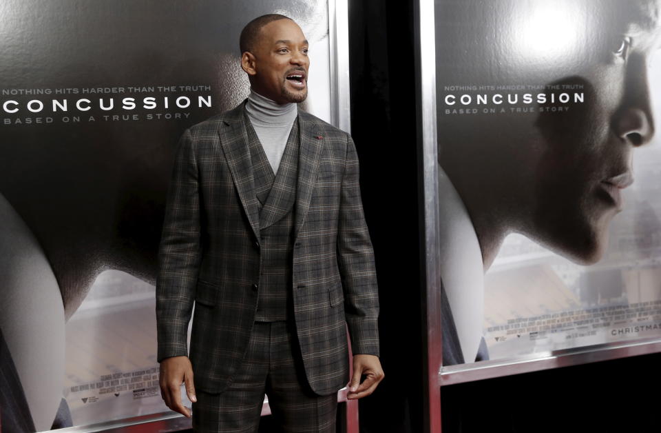 Actor Will Smith poses as he arrives for the New York premiere of the film 