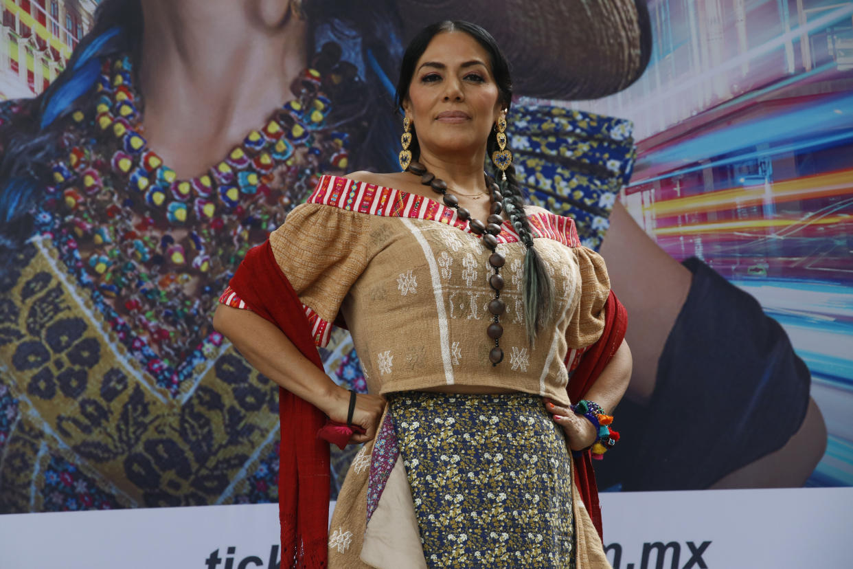 Lila Downs durante conferencia de prensa en el Auditorio Nacional 2021 en la ciudad de México (Photo by Medios y Media/Getty Images)