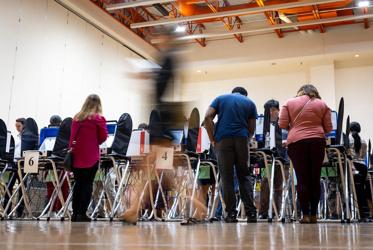 Texas voters cast their ballots during Election Day on Tuesday, Nov. 7, 2023 in. Brazos County officials have taken extra measures to allay residents' fears about voting.