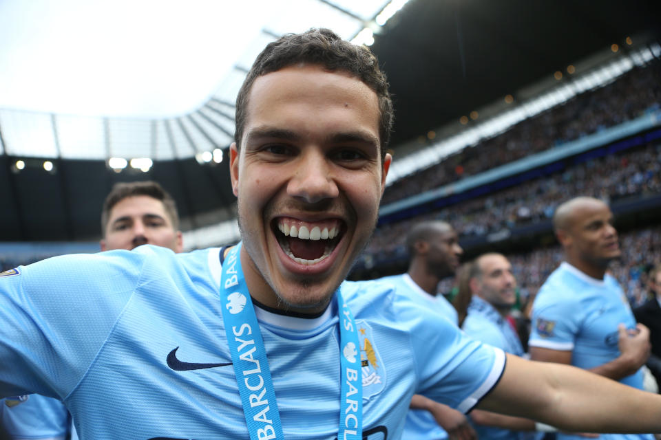 Barclays Premier League, Manchester City v West Ham United, Etihad Stadium, Manchester City's Jack Rodwell celebrates at the end of the game   (Photo by Sharon Latham/Manchester City FC via Getty Images)