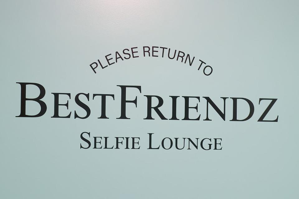 BestFriendz Selfie Lounge is set to open in January or February. There are 15 individual rooms, including this one that includes a parting message for patrons.