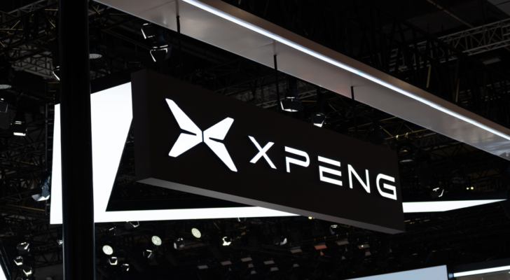 XPeng (XPEV) car logo in Shanghai International Automobile Industry Exhibition