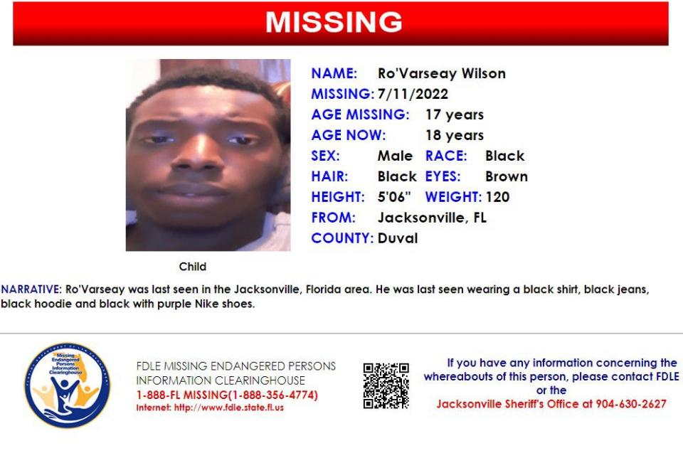 Ro'Varseay Wilson was reported missing from Jacksonville on July 11, 2022.