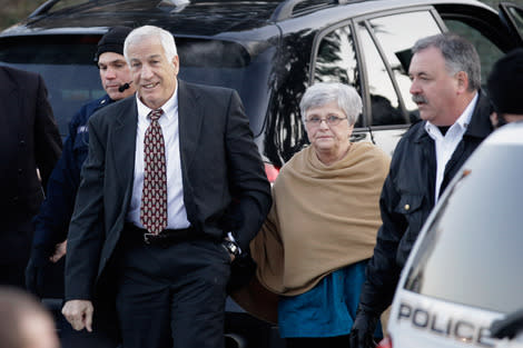 Jerry Sandusky and his wife Dottie at the courthouse on Tuesday. (Photo by Rob Carr/Getty Images)