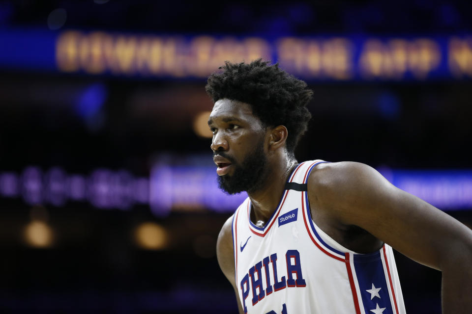 Joel Embiid gave us a hint of what he's thinking about this summer, and his displeasure with how the 76ers are building — or not building — a championship contender could surface. (AP Photo/Matt Slocum)