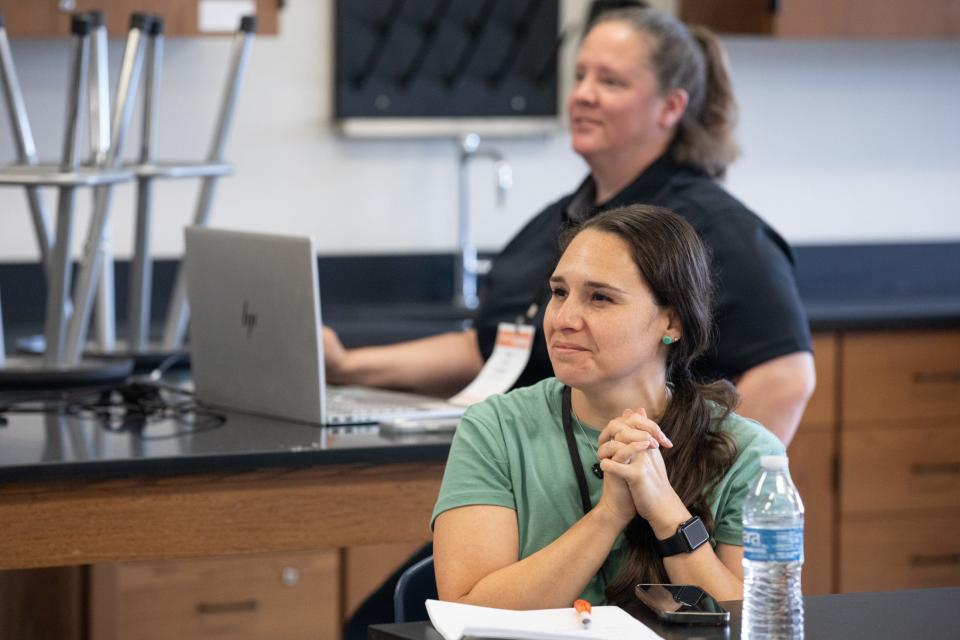 Rebbecca Karwedsky, a parent, attends CCISD's Tech2Teach, a conference on technology in the classroom, on Wednesday, July 19, 2023, in Corpus Christi, Texas.