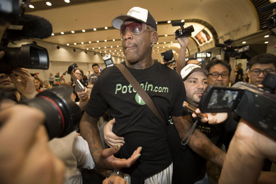 Former NBA basketball player Dennis Rodman will reportedly attend the Donald Trump – Kim Jong Un summit in Singapore. (AP Photo)
