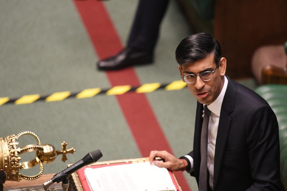 Rishi Sunak speaks in the Commons on Tuesday (via REUTERS)