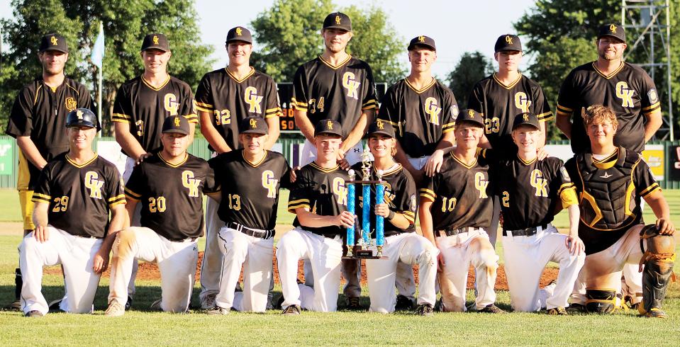 Redfield Post 92 won the Region 6B tournament last week in Redfield and will face Milbank Post 9 at about 12:30 p.m. Friday in the opening round of the state Class B American Legion baseball tournament at Gregory. Team members include, from left in front, assistant coach Brent Osborn, Seth Siebrecht, Noah Johnson, Kellan Hurd, Owen Osborn, Keaton Rohfls, Camden Osborn and Elijah Morrissette; and back, Peyton Osborn, Erik Salmen, Riley Fleihe, Elliot Komraus, Nolan Gall, Kevin Weller and head coach Tommy Gregg.