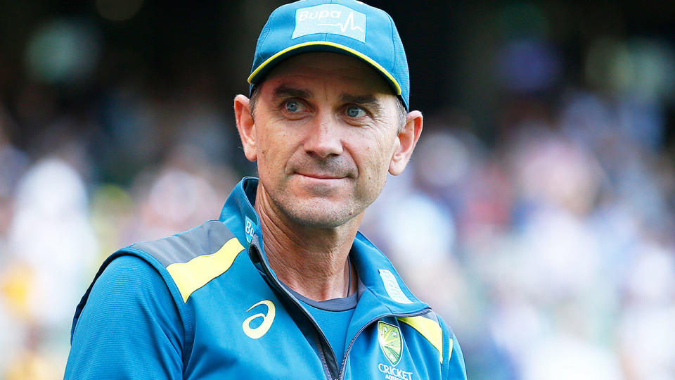 Australia cricket coach Justin Langer is pictured here during a training session with the national side.