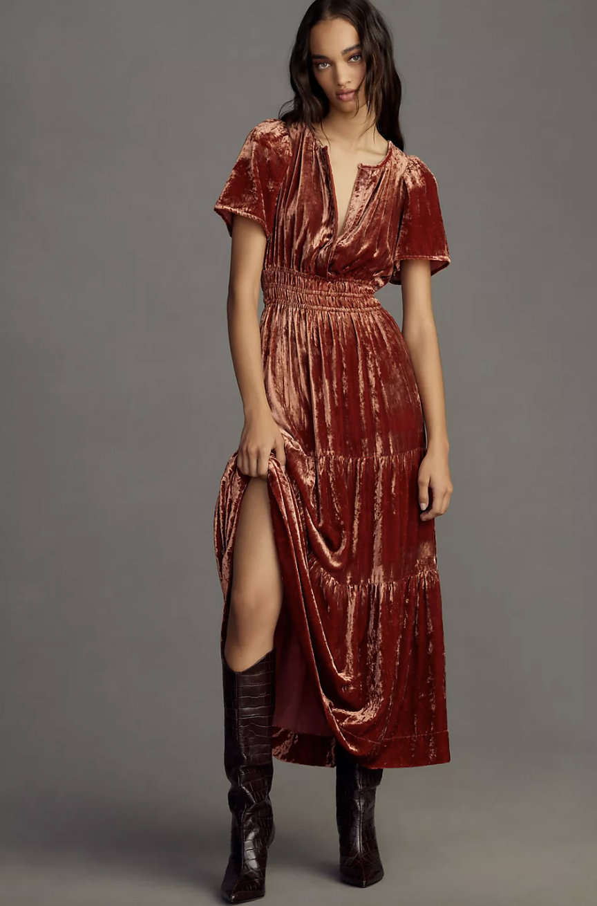 The Somerset Maxi Dress: Velvet Edition (photo via Anthropologie)