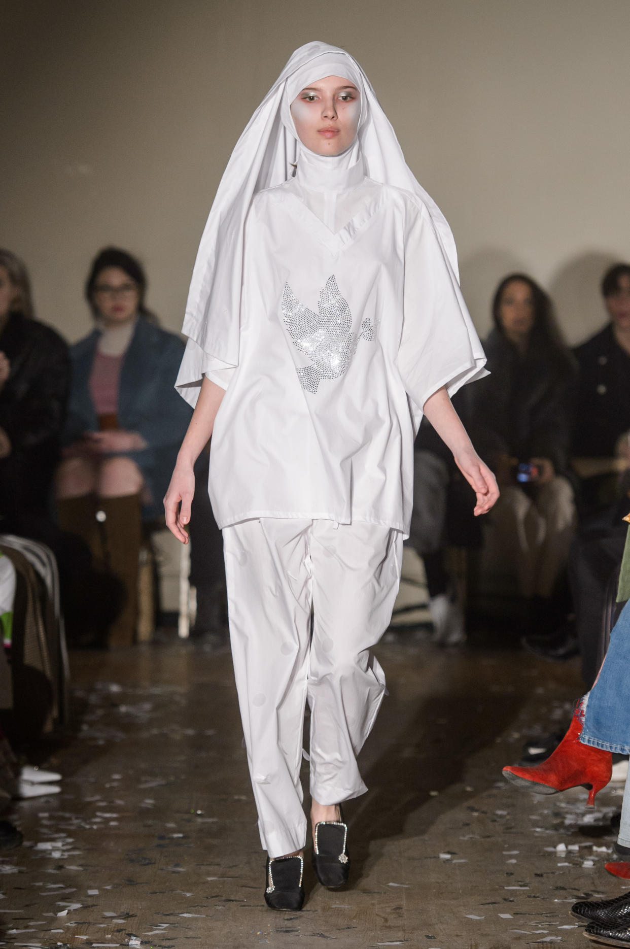 A look from the Vaquera runway show, which was heavy on religious references. (Photo: Imaxtree)