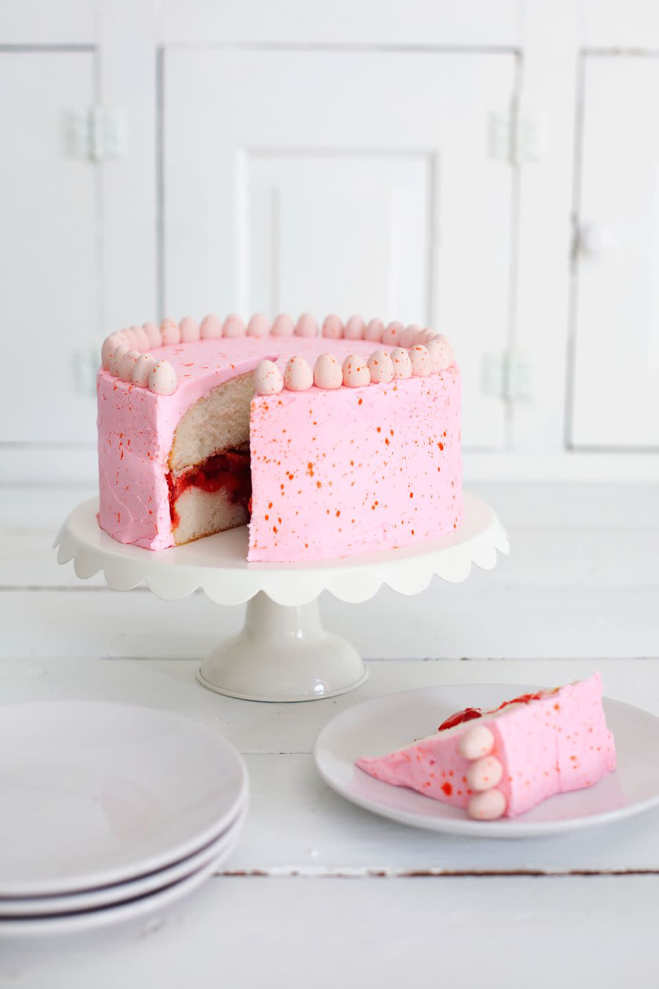 Strawberry Speckled Easter Egg Cake