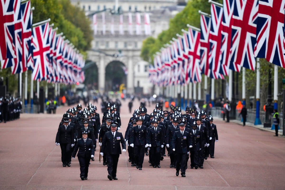 Thousands of police were brought in to cover the Queen’s funeral   (ASSOCIATED PRESS)