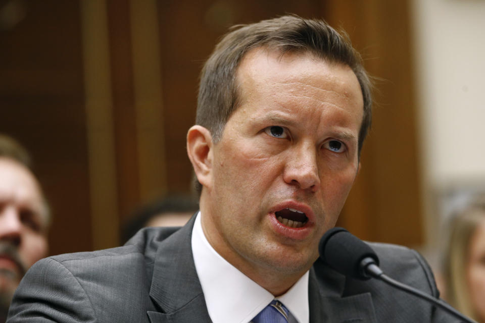 Apple Vice President for Corporate Law and Chief Compliance Officer Kyle Andeer testifies during a House Judiciary subcommittee hearing, Tuesday, July 16, 2019, on Capitol Hill in Washington. (AP Photo/Patrick Semansky)