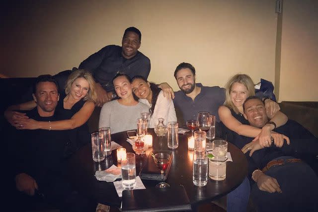 <p>Marilee Fiebig/Instagram</p> Andrew Shue and Marilee Fiebig hanging out with the stars of 'GMA' including their now-exes Amy Robach and T.J. Holmes and Sara Haines and Michael Strahan