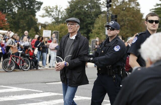 This is the third straight Friday the actress has been arrested for unlawful demonstration.