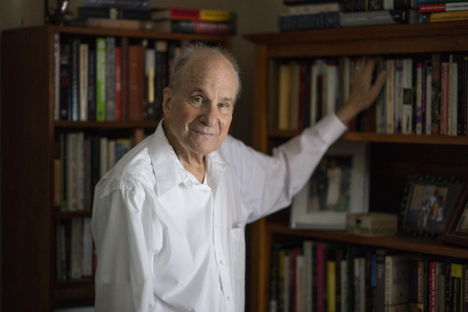 Professor Emeritus Louis Brus poses for a picture at his home, after winning the Nobel Prize in Chemistry, in Hastings-on-Hudson, N.Y., Wednesday, Oct. 4, 2023. (AP Photo/Eduardo Munoz Alvarez)