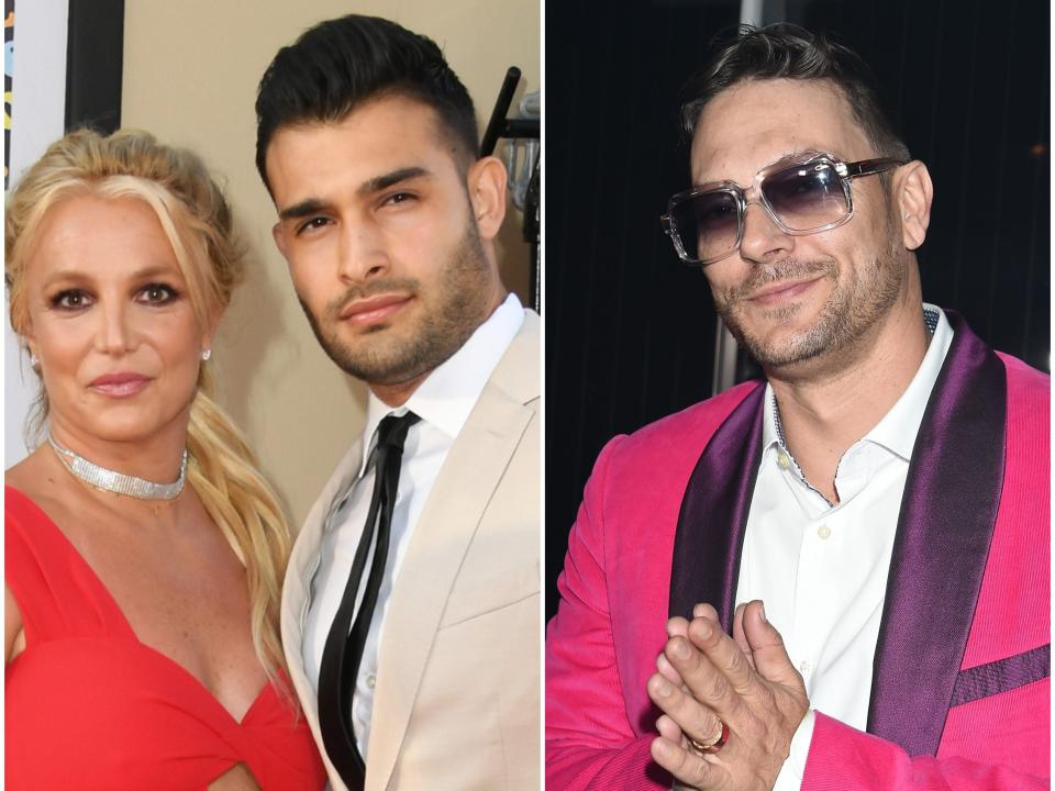Britney Spears, husband Sam Asghari, and ex-husband Kevin Federline